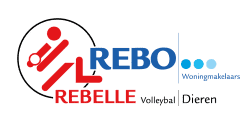 Logo volleybalvereniging REBO Woningmakelaars Rebelle Dieren